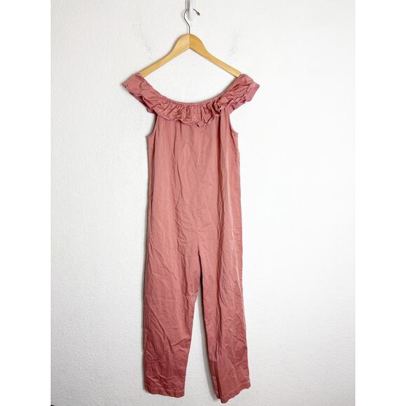 The Nines by Hatch Maternity Jumpsuit Small Off The Shoulder Pink Button-Front - Picture 11 of 12